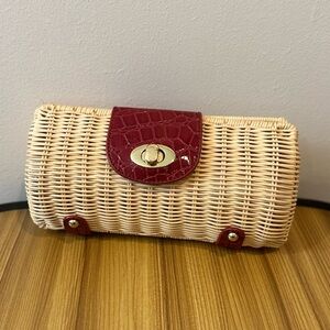 Woven Clutch with Red Accents